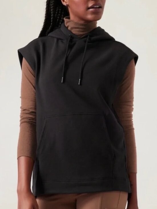 Athleta Tops - Athleta Retroplush Cocoon Sweatshirt Sleeveless Hoodie Women's XXS Black